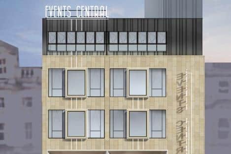 Artists' impression of Events Central, Sheffield Council's plans for a new cultural hub on Fargate in the city centre using money from the Future High Streets Fund. Credit: HLM Architects