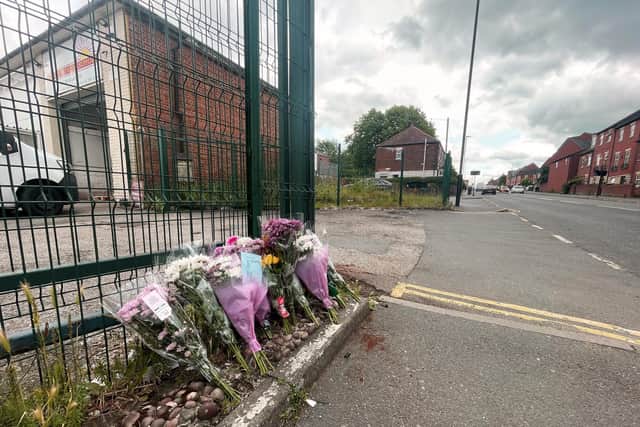 Flowers left at the crash scene after Abdullah’s death