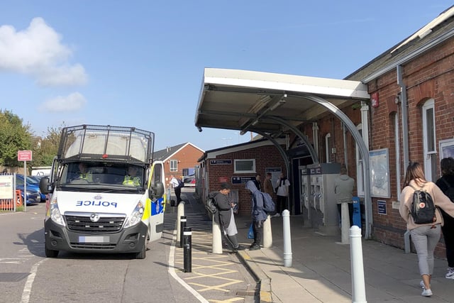 A police van parked at Fratton station prior to kick-off in the Portsmouth v Southampton Carabao Cup match on Tuesday, September 24. 

Picture: Byron Melton (240919-2948)