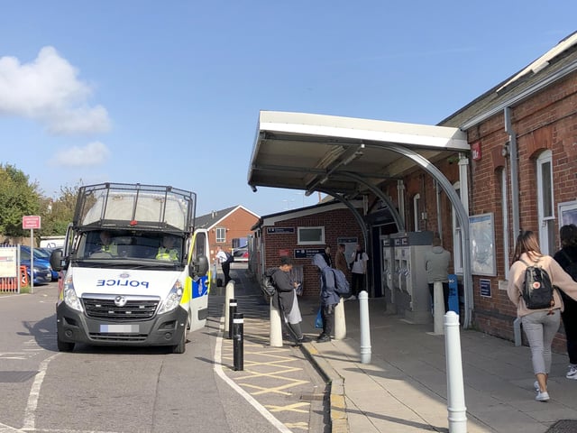 A police van parked at Fratton station prior to kick-off in the Portsmouth v Southampton Carabao Cup match on Tuesday, September 24. Picture: Byron Melton (240919-2948)