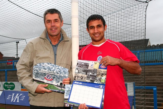 Moss and Jack Lester with Chesterfield's End of an Era calender.