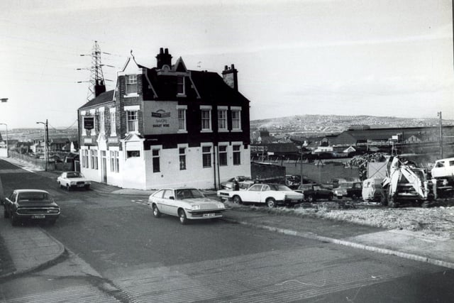 Standing alone in Attercliffe is the Fox House pub, November 1981