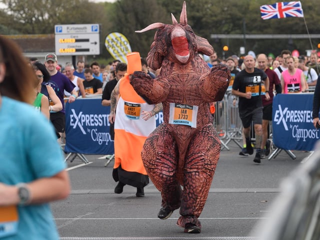 Ian the Dragon during the Great South Run on October 17. Picture: Keith Woodland (171021-0)