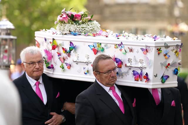 The coffin of nine-year-old stabbing victim Lilia Valutyte being carried into St Botolph's Church in Boston, Lincolnshire. Photo credit: Joe Giddens/PA Wire