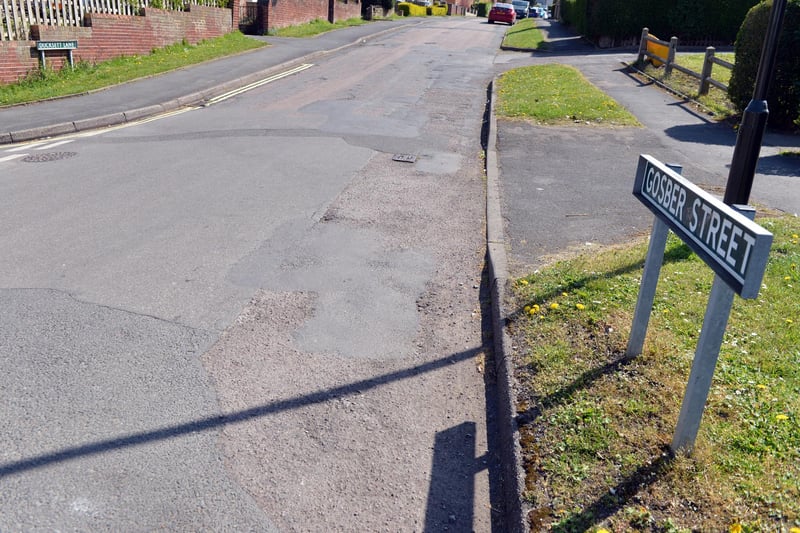 Worst potholed Streets nominated by Derbyshire Times readers. Frances Heathcote  nominated Gosber Street Eckington.