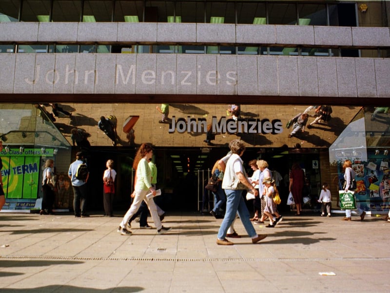 Exterior of John Menzies on Princes Street, Edinburgh. The store famously appears in the opening scene of Trainspotting.