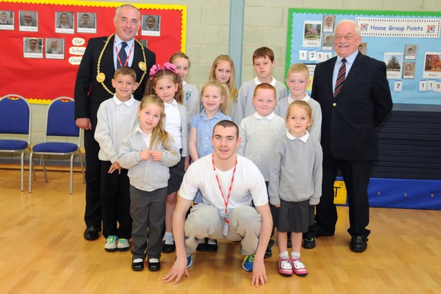 Paralympian swimmer Josef Craig was pictured with Forest View Primary School pupils, the Mayor Coun Ernest Gibson, left, and Coun Bill Brady, right in this reminder from 2014.