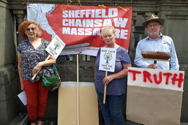 Street tree campaigners outside Sheffield Town Hall.