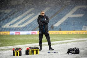Sheffield Wednesday caretaker boss Neil Thompson on the touch line at a wintry Hillsborough in the Owls' win over Wycombe on Tuesday night. Pic Steve Ellis