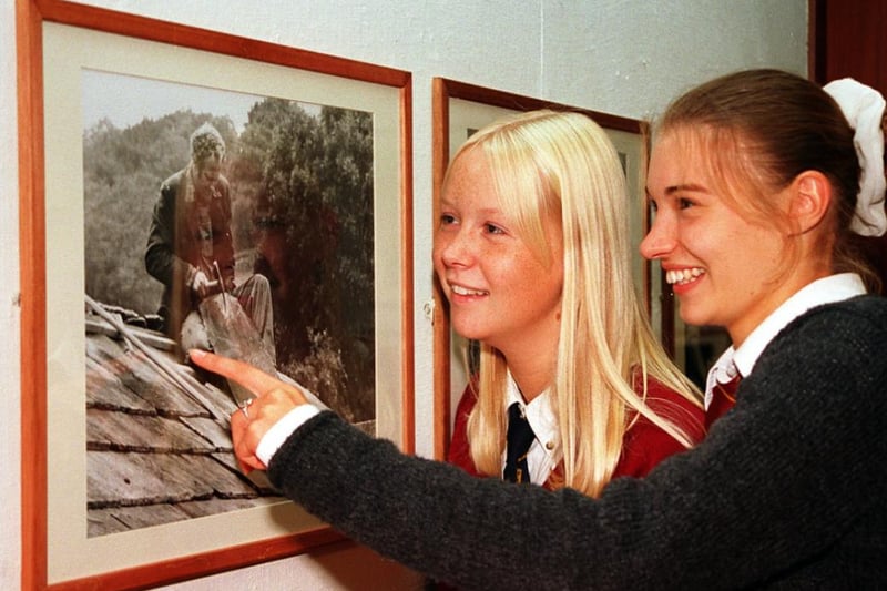 Hallcross school pupils Carlie Betts and Katie Blount admiring the work of David Morgan Rees at the Doncaster Museum and Art Gallery back in 1996.
