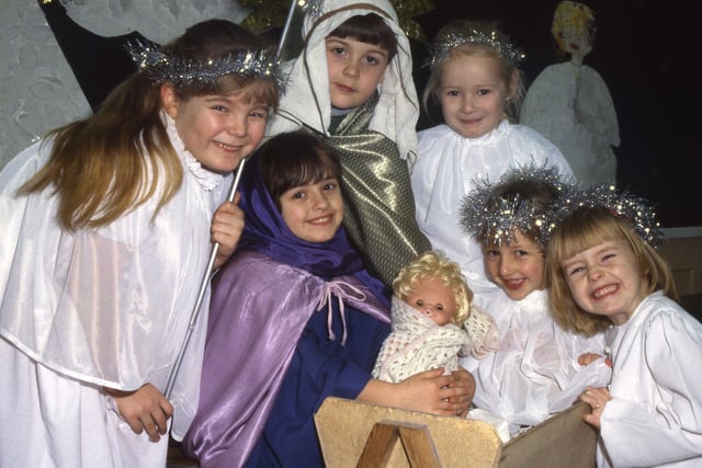 Happy faces at the 1989 Barnes Infants School Nativity. Can you spot someone you know?