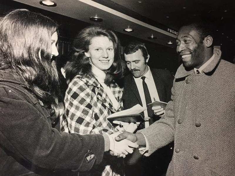 Fans wait to greet the great Pele at Hallam Tower Hotel for a special reception in Sheffield following his side Santos's friendly at Hillsborough in February 1972