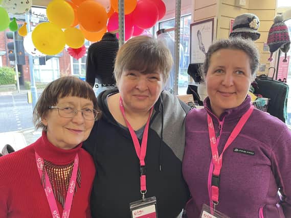 Alina Prokopenko, Tetiana Pzazubocha and Natalia Ivanenko are volunteering some of their time at the St Luke’s Hospice shop in Abbeydale Road