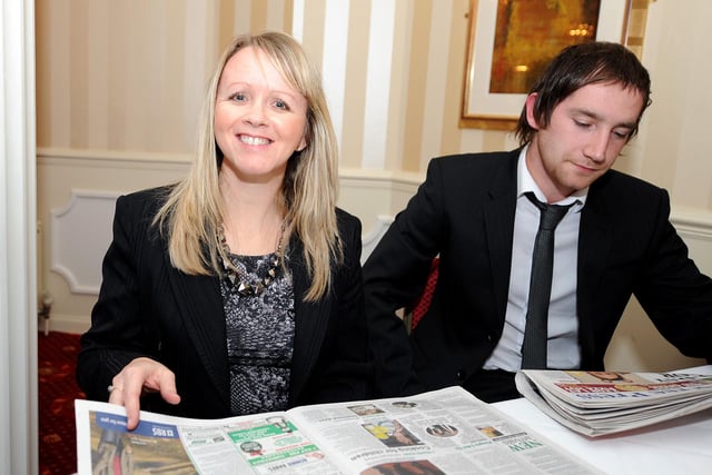 Lyn Gold from Fife College with sales rep, Adam Doig (Pic: Walter Neilson)