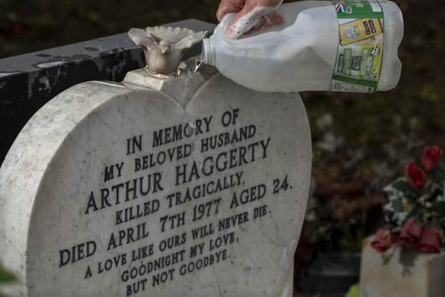 Grave headstone cleaner Steve Haggerty at Handsworh Cemetery. Picture Scott Merrylees