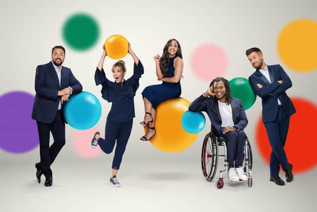 Children in Need 2022's line up of presenters include Jason Manford, Mel Giedroyc, Alex Scott MBE, Ade Adepitan MBE and Chris Ramsey. Image by BBC.