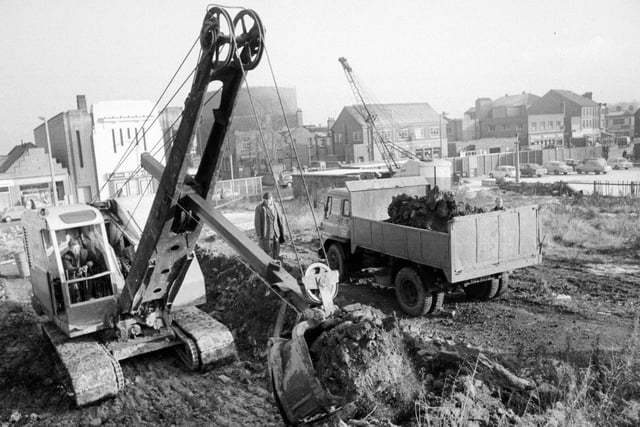 Builders clearing the site in 1969, looking across Forest Street to, left, the Star Bingo and Social Club. The former King’s cinema is now The Picture House, a JD Wetherspoon pub.
