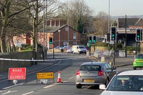 Police at the scene of a crash on Burngreave Road, Sheffield, which left the driver, who is believed to have had a medical episode behind the wheel, in a critical condition