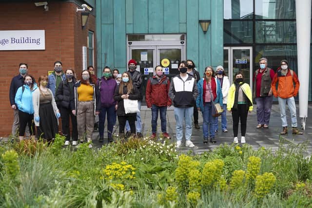 Archaeology staff and students outside Sheffield University's Ella Armitage building. Picture Scott Merrylees