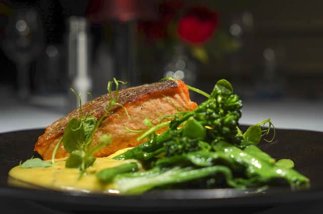 Food review of Whitley Hall Hotel in north Sheffield. Pan Roast Scottish Salmon. Picture Scott Merrylees