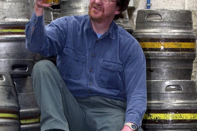 Patrick Morton checking the latest brew at Abbeydale Brewery in 2002
