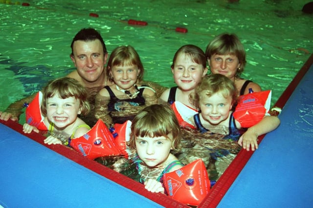 The Dawson family at Dronfield Swimming pool joining in an aquababas class in 1996
