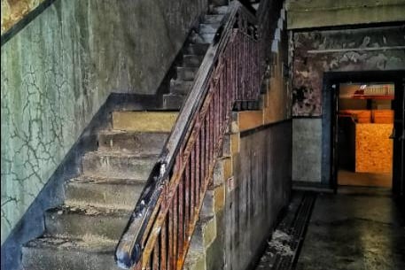 A stairway at the former St James baths