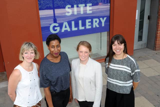 (l-r) Kirtsy Young, marketing and development manager, Sharna Jackson, the new artistic director, Judith Harry, executive director and Angelica Sule, curator at the Site Gallery, Brown Street.
