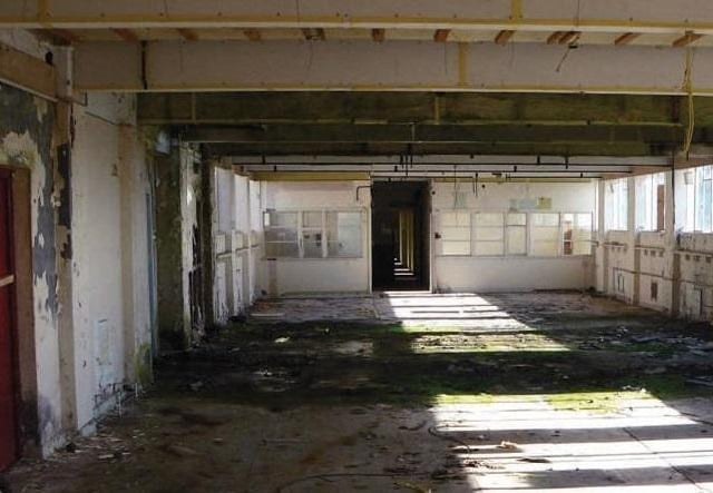 Inside the former listening station - the building has been empty since the 1980s