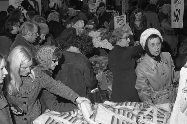 These shoppers were looking for bargains in the Joplings January sales. Was Joplings a favourite of yours?