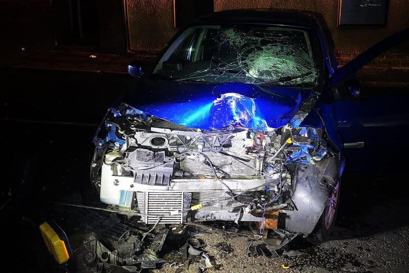 Clay Cross, May 16.
This car's driver was nearly three times over the limit when he left the pub and crashed into a parked van within a few hundred yards