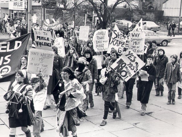 A Womens Lib march through Sheffield in December 1979