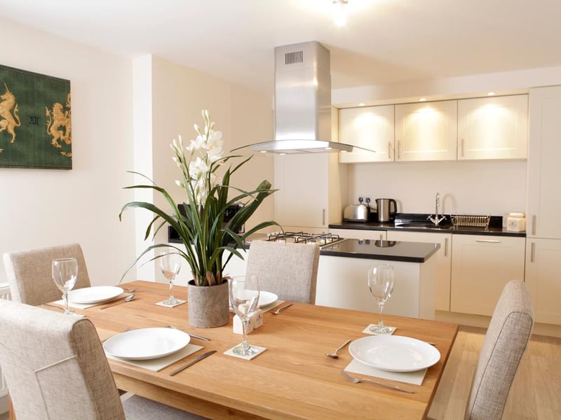 The kitchen comes with a welcome bag of goodies including shortbread and chocolate.