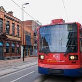 Yellow and blue route tram services are currently suspended in Sheffield city centre, following a crash on West Street