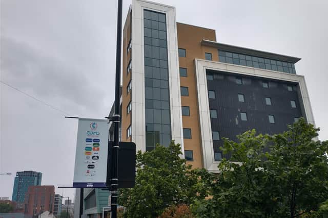 The Copthorne Hotel at the corner of Sheffield United's Bramall Lane stadium. Metal fencing outside the hotel has been taken down ahead of the UEFA Women's EURO 2022 tournament