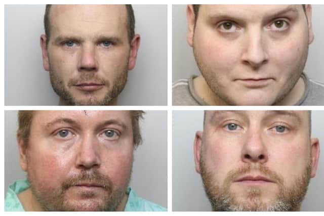 Sentenced at Sheffield Crown Court during the last week were (clockwise from top left) Matthew Ashmore, Dominic Hurst, Michael Jones and Paul Franks