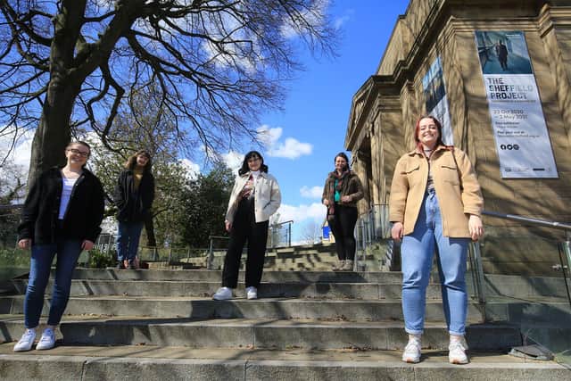Sheffield Feminist Archive volunteers pictures at Weston Park. Picture: Chris Etchells