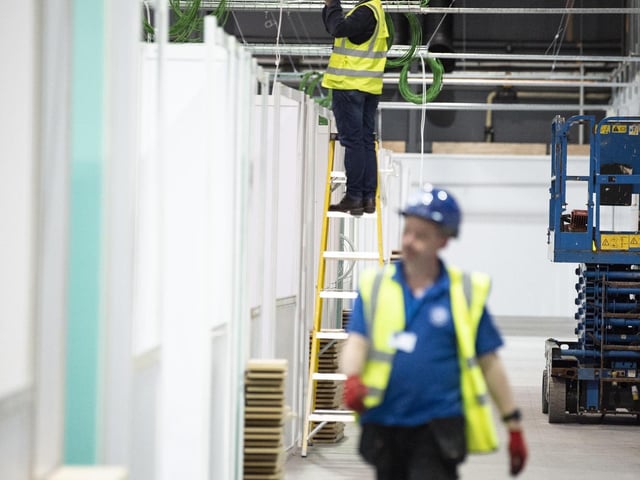 The makeshift hospital, on the banks of the River Clyde, will eventually be able to hold around 1,000 Covid-19 patients, after initially opening with capacity for 300 later this month.
