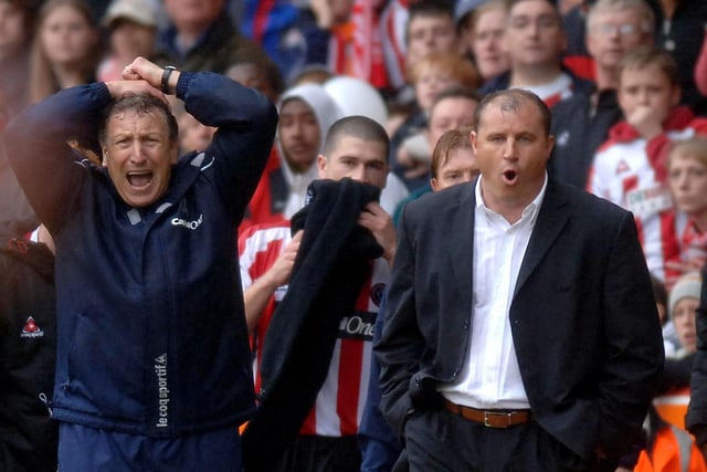 Neil Warnock and Wigan manager Paul Jewell show contrasting emotions during the crunch Premier League clash between their sides at the Lane in May 2007. Wigan's 2-1 win coupled with West Ham United's 1-0 victory over Manchester United at Old Trafford condemned Warnock's men to relegation after a solitary season in the top flight.