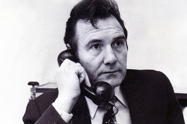 Chesterfield manager Joe Shaw on the phone on February 11, 1976.