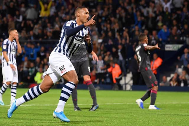 WEST BROMWICH, ENGLAND - AUGUST 21:  Kenneth Zohore of West Bromwich Albion celebrates after scoring the equalising goal from the penalty spot during the Sky Bet Championship match between West Bromwich Albion and Reading at The Hawthorns on August 21, 2019 in West Bromwich, England. (Photo by Laurence Griffiths/Getty Images)