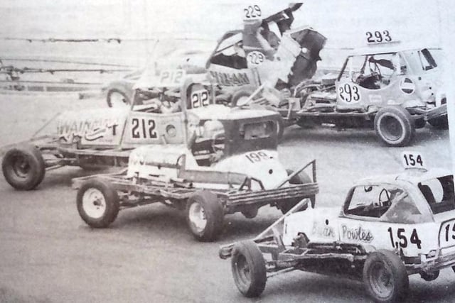 Stock car racing was a big attraction at the greyhound stadium. Remember it?