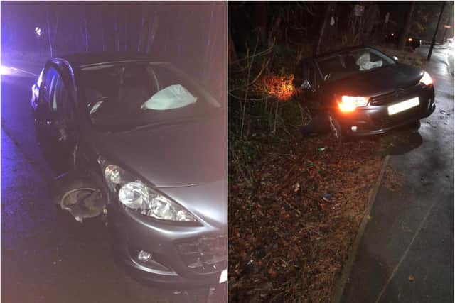 Two cars were involved in a collision on Manchester Road in Sheffield last night