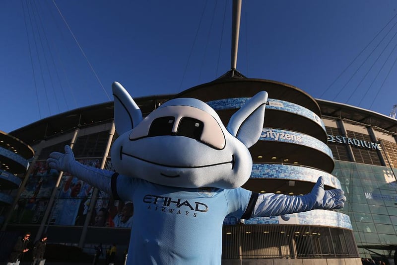 What do you get when you cross E.T. and a Smurf? Moonchester, Manchester City's resident sky blue alien, that's what. Perhaps the most left-field mascot in the top flight - and that is saying something - full credit to City fans for deciding that this smirking chunk of madness is what they wanted to represent their beloved club. There's no denying that Moonchester is a lot of fun though, although having two pupils on one eyeball must play havoc with his depth perception.  (Photo by Alex Livesey/Getty Images)