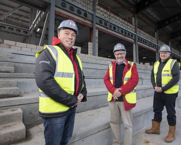 From left to right: Mark Aston (CEO and director of rugby - Sheffield Eagles), Ricard Caborn (project lead - Legacy Park Ltd), Stephen Marriott (operations director - Scarborough Group International).
