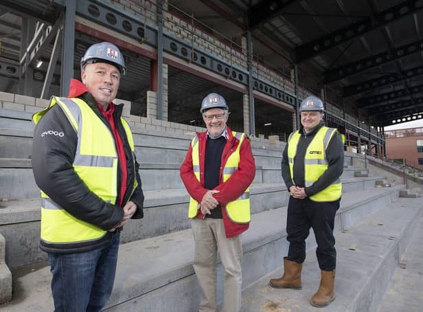 From left to right: Mark Aston (CEO and director of rugby - Sheffield Eagles), Ricard Caborn (project lead - Legacy Park Ltd), Stephen Marriott (operations director - Scarborough Group International).
