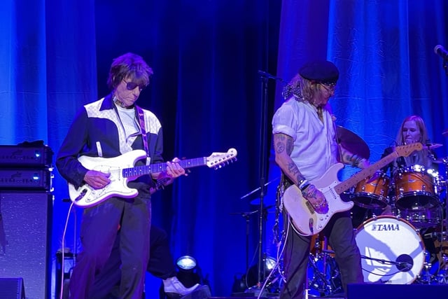 Johnnny Depp on stage at Sheffield City Hall. Picture: Jay Wang
