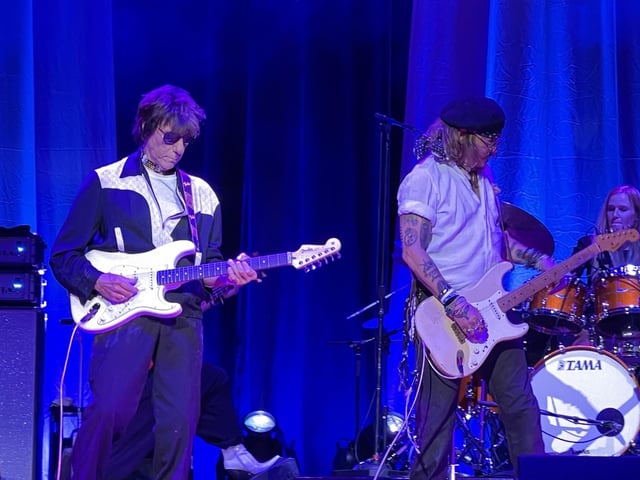 Johnnny Depp on stage at Sheffield City Hall. Picture: Jay Wang