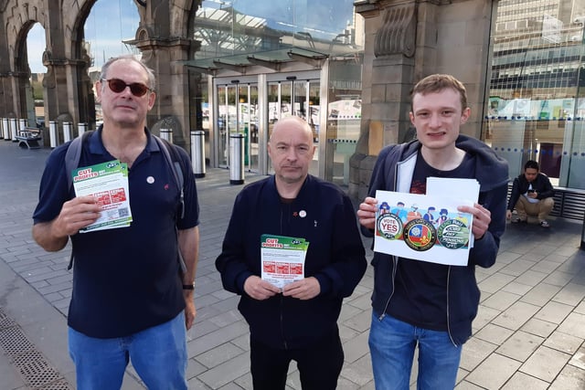 Members of Sheffield Left gave out leaflets supporting the RMT