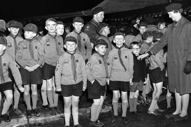 Cubs at Handsworth Youth Centre ready to greet Princess  Margaret in November 1966
